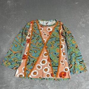 Inner Child Top Womens Small Patchwork Embroidered Shirt Boho‎ Hippie
